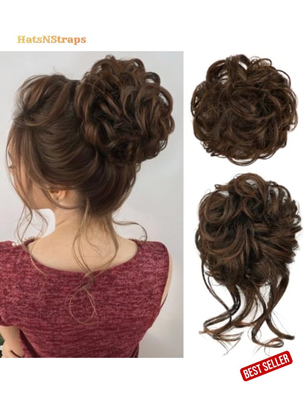2PCS Messy Bun Hair Piece Heat Resistant Curly Wavy Hairpieces for Women